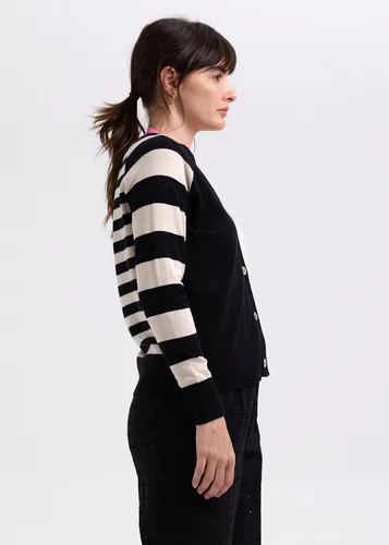 Model wearing Black Split Cardi By Zaket & Plover Available at Beetees Nelson